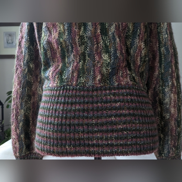 Vintage Missoni wool and mohair cardigan. Jewel tone leaf knit. "Missoni. Made f - Picture 5 of 15